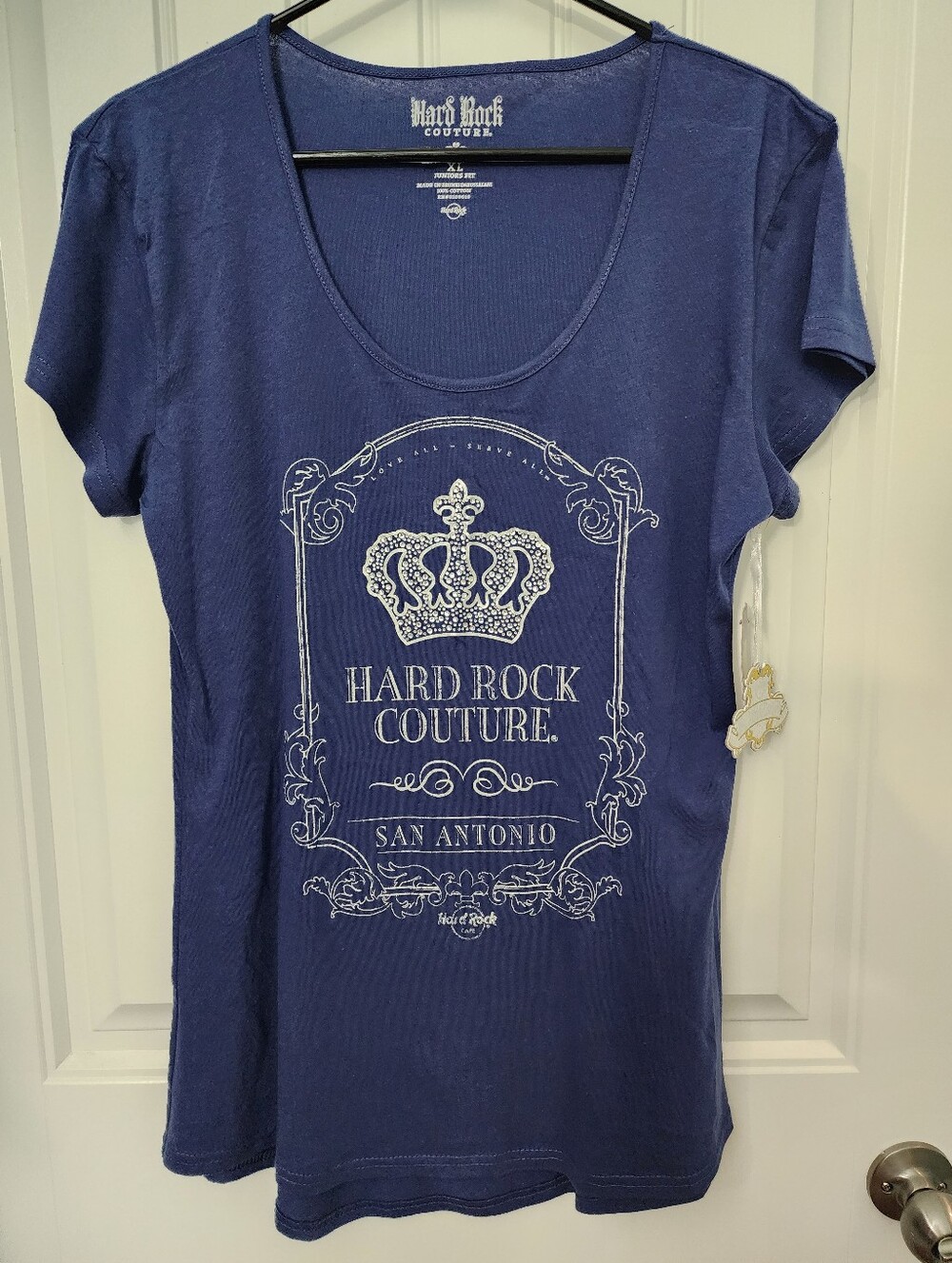 NEW! Hard Rock Women's Couture San Antonio Rhinestone Crown Graphic Tee, Size XL